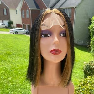 Skunk Stripe Synthetic Bob Wig